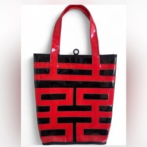 Vintage Y2K Hong Kong G.O.D. "Double Happiness" patent leather tote bag